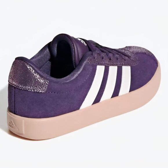 Adidas "VL COURT 3.0" Kids Sneakers- Aurora Plum/ZeroMetallic/Pink Gum- Size 4 - Picture 7 of 13